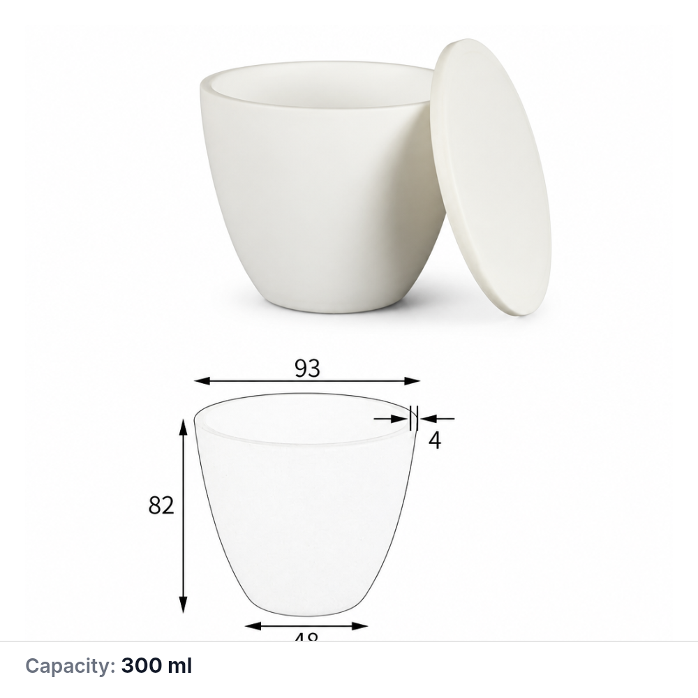 (MQACR096) Arc-shaped Alumina Crucible with Lid, 300 mL