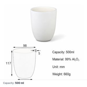 (MQACR128) Arc-shaped Alumina Crucible, 500 mL