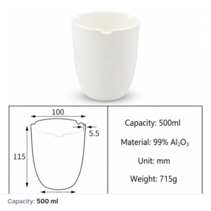 (MQACR129) Arc-shaped Alumina Crucible, 500 mL