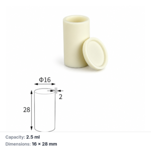 (MQACR243) Cylindrical Alumina Crucible with Lid, Ø16 × 28 mm, 2.5 mL