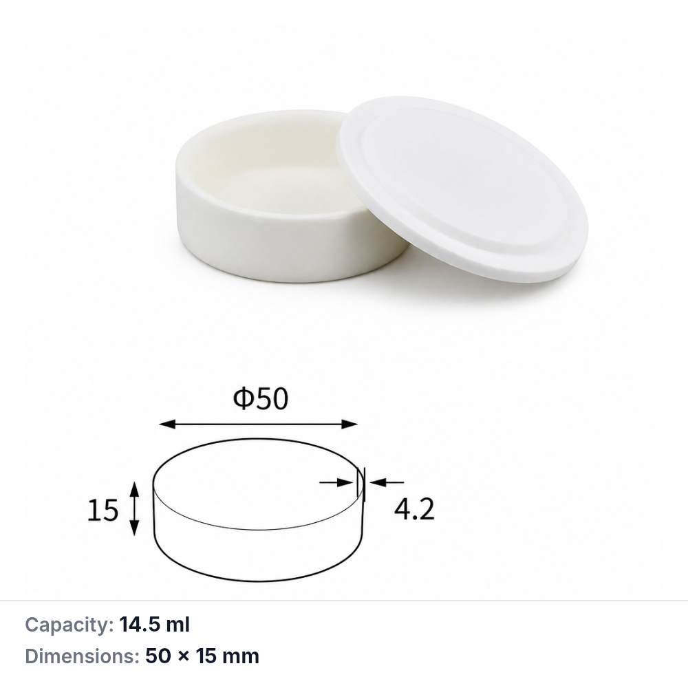 (MQACR267) Cylindrical Alumina Crucible with Lid, Ø50 × 15 mm, 14.5 mL