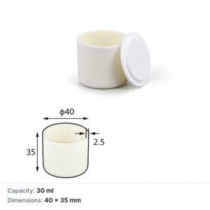 (MQACR273) Cylindrical Alumina Crucible with Lid, Ø40 × 35 mm, 30 mL