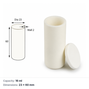 (MQACR298) Cylindrical Alumina Crucible with Lid, Ø23 × 60 mm, 16 mL