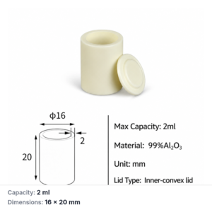 (MQACR306) Cylindrical Alumina Crucible with Lid, Ø16 × 20 mm, 2 mL