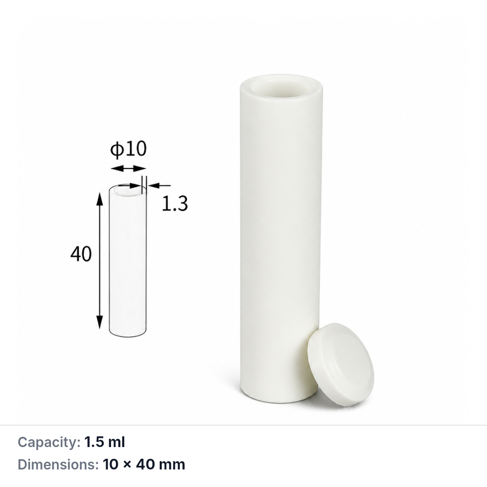 (MQACR317) Cylindrical Alumina Crucible with Lid, Ø10 × 40 mm, 1.5 mL