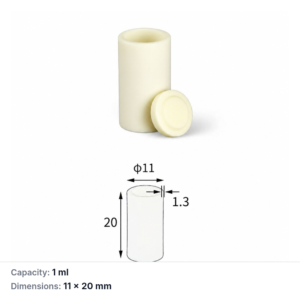 (MQACR335) Cylindrical Alumina Crucible with Lid, Ø11 × 20 mm, 1 mL