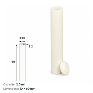 (MQACR337) Cylindrical Alumina Crucible with Lid, Ø10 × 60 mm, 2.5 mL