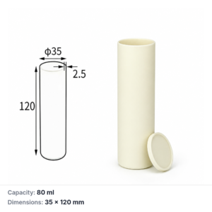 (MQACR347) Cylindrical Alumina Crucible with Lid, Ø35 × 120 mm, 80 mL