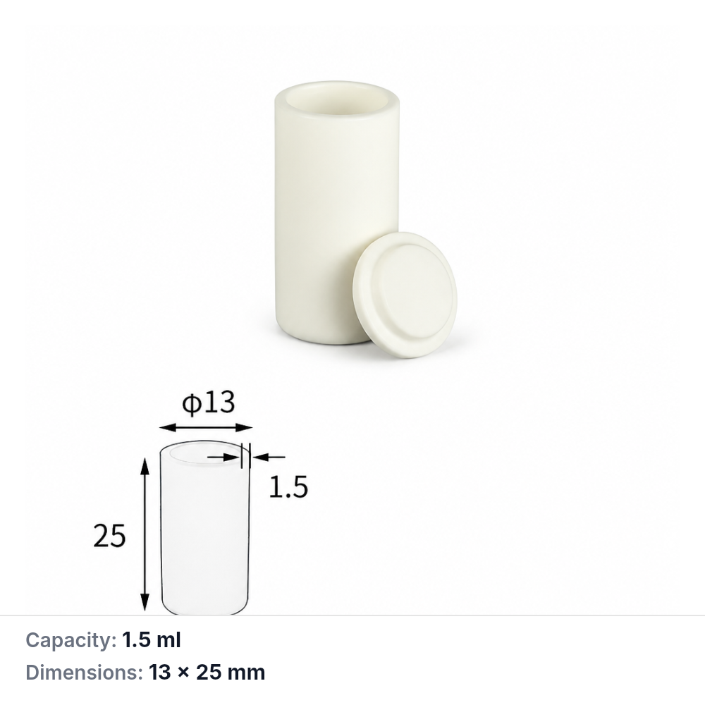 (MQACR351) Cylindrical Alumina Crucible with Lid, Ø13 × 25 mm, 1.5 mL