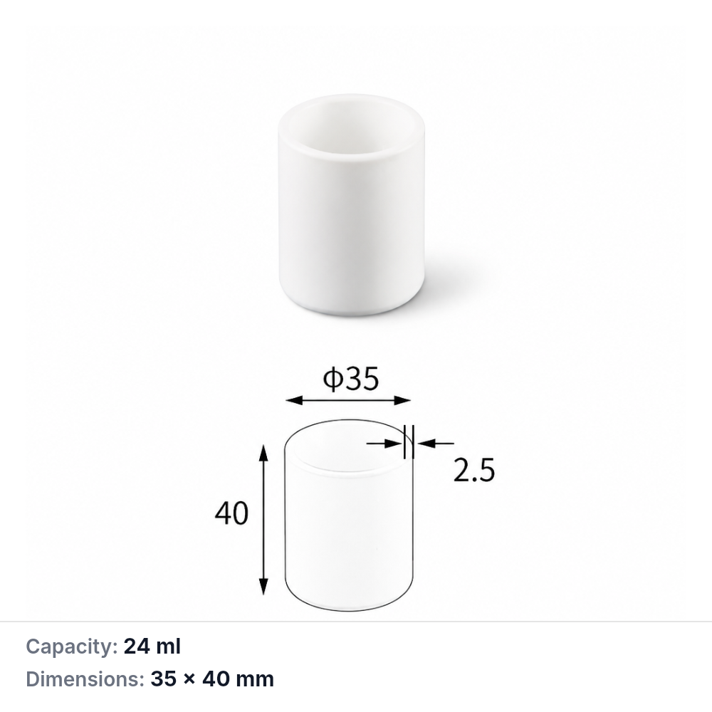 (MQACR365) Cylindrical Alumina Crucible, Ø35 × 40 mm, 24 mL