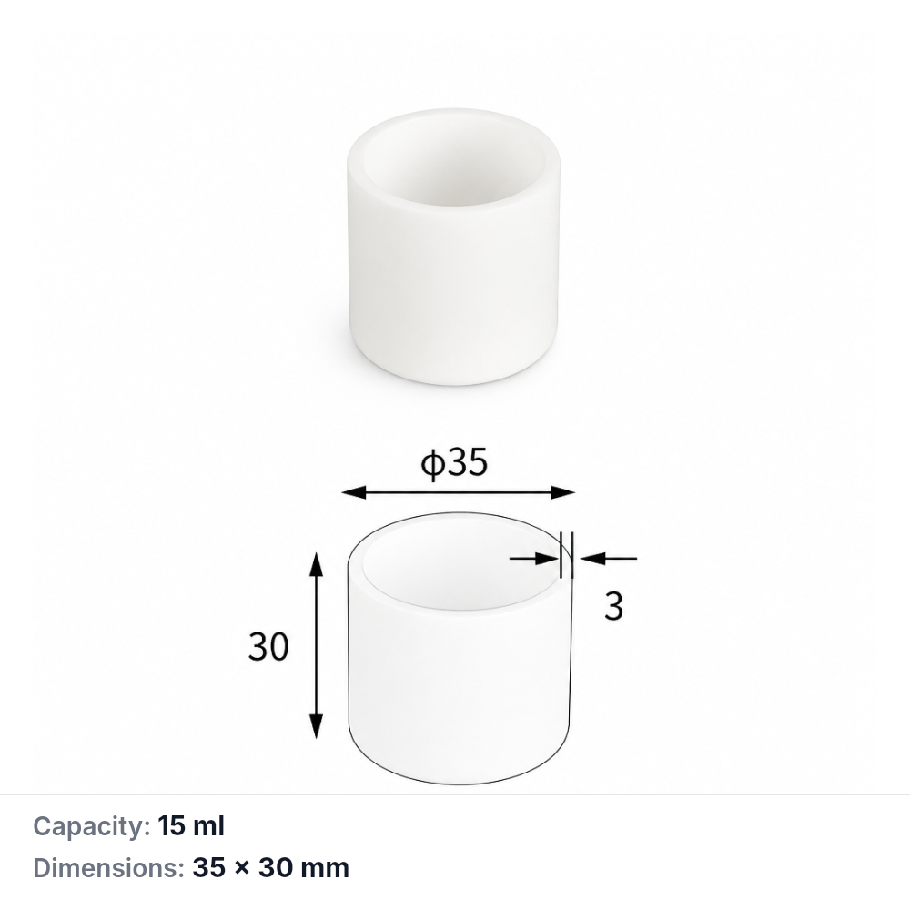 (MQACR379) Cylindrical Alumina Crucible, Ø35 × 30 mm, 15 mL