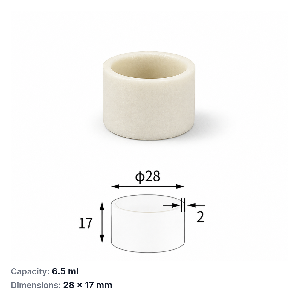 (MQACR389) Cylindrical Alumina Crucible, Ø28 × 17 mm, 6.5 mL