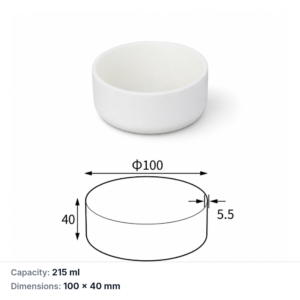 (MQACR392) Cylindrical Alumina Crucible, Ø100 × 40 mm, 215 mL