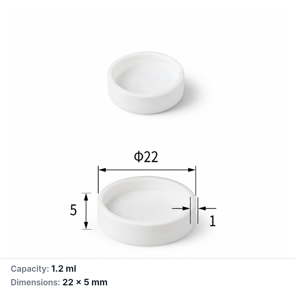 (MQACR439) Cylindrical Alumina Crucible, Ø22 × 5 mm, 1.2 mL