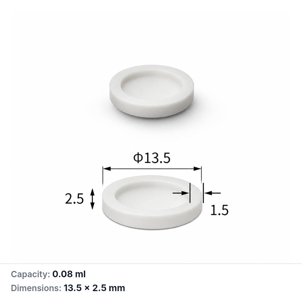 (MQACR446) Cylindrical Alumina Crucible, Ø13.5 × 2.5 mm, 0.08 mL