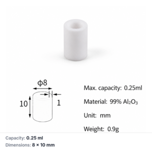 (MQACR450) Cylindrical Alumina Crucible, Ø8 × 10 mm, 0.25 mL