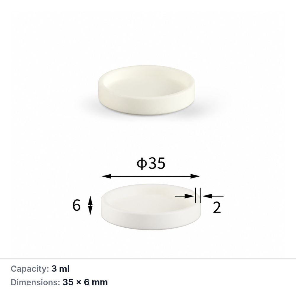 (MQACR456) Cylindrical Alumina Crucible, Ø35 × 6 mm, 3 mL