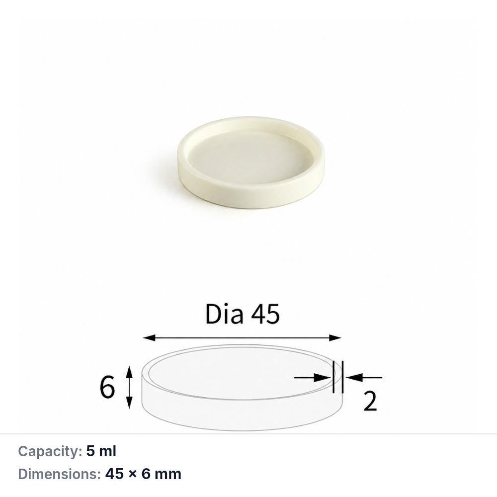 (MQACR460) Cylindrical Alumina Crucible, Ø45 × 6 mm, 5 mL