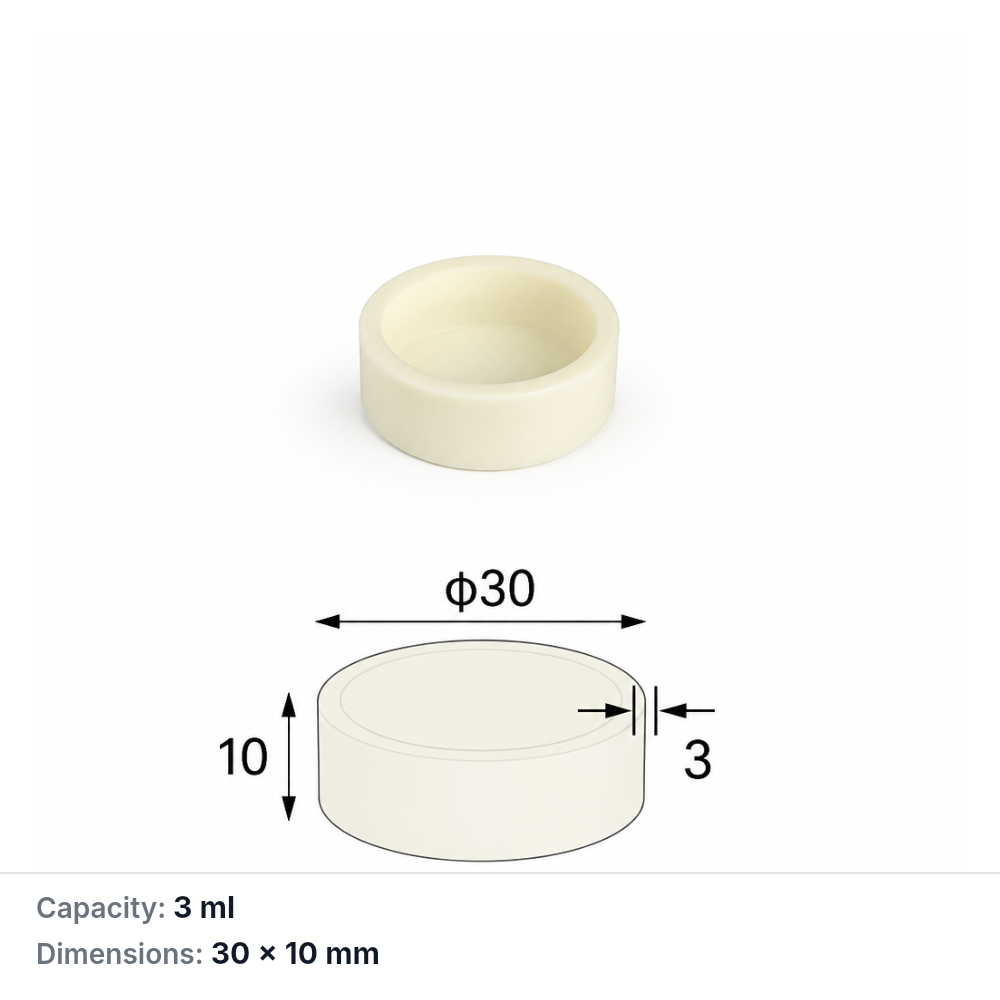 (MQACR466) Cylindrical Alumina Crucible, Ø30 × 10 mm, 3 mL