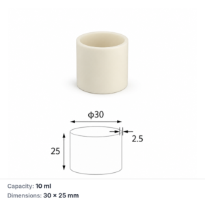 (MQACR472) Cylindrical Alumina Crucible, Ø30 × 25 mm, 10 mL