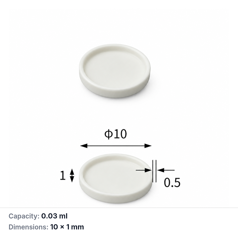 (MQACR476) Cylindrical Alumina Crucible, Ø10 × 1 mm, 0.03 mL