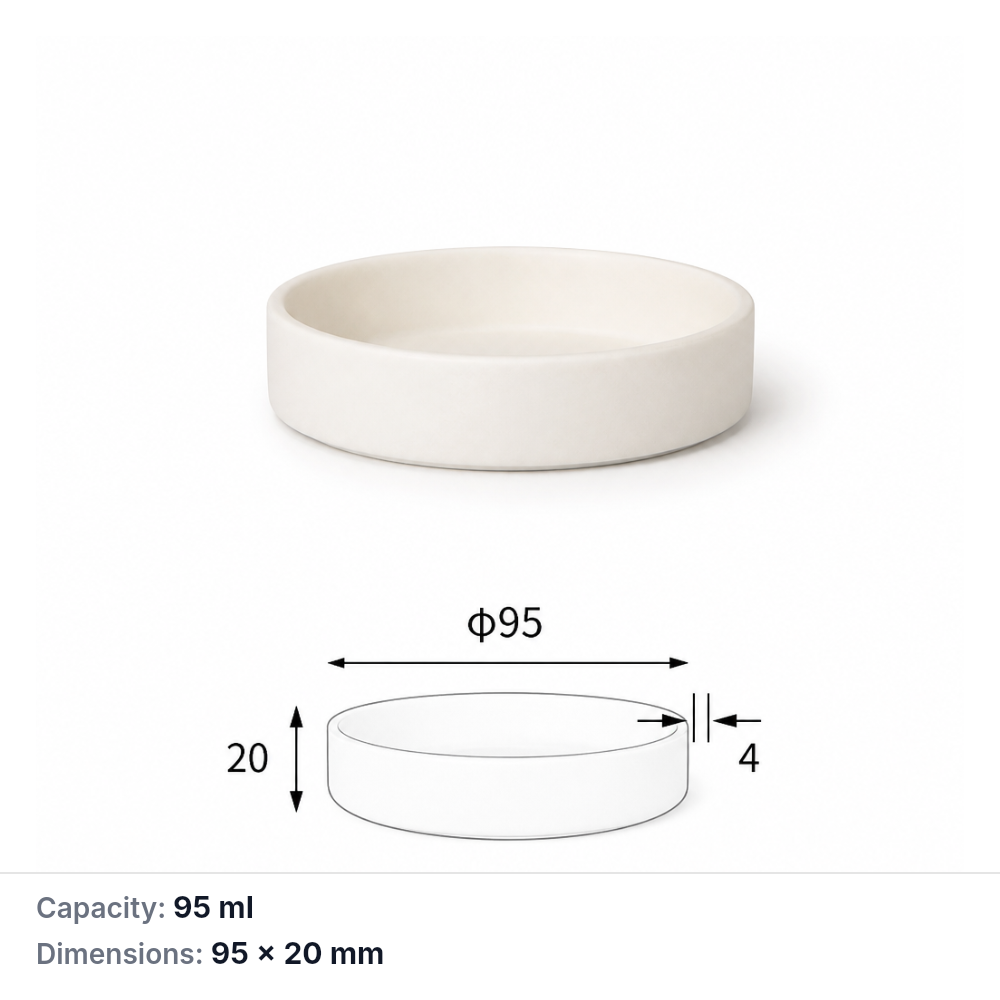 (MQACR481) Cylindrical Alumina Crucible, Ø95 × 20 mm, 95 mL