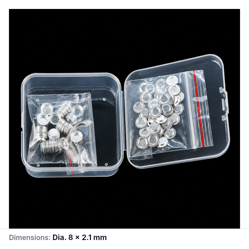 (MQACR544) Aluminum Thermal Analysis Crucible with Lid, Ø8 × 2.1 mm, Pack of 100 Sets