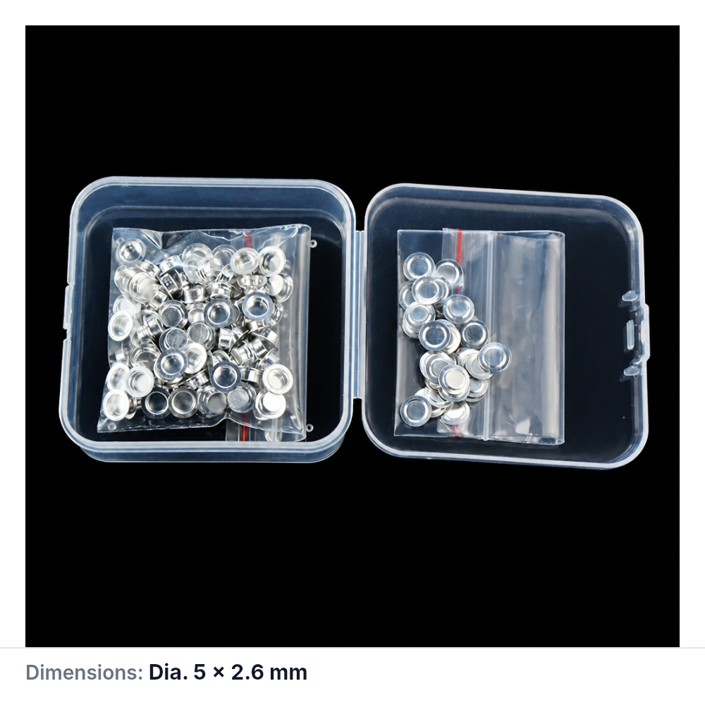 (MQACR552) Aluminum Thermal Analysis Crucible with Lid, Ø5 × 2.6 mm, Pack of 100 Sets