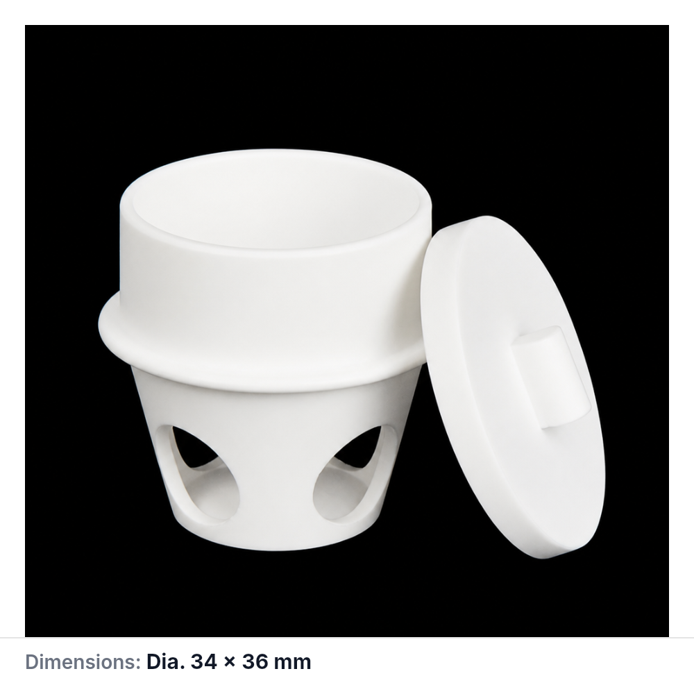 (MQACR666) Alumina Ash Crucible with Lid, Ø34 × 36 mm