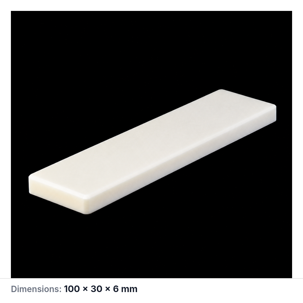 (MQAPS003) Rectangular Alumina Setter Plate, 100 × 30 × 6 mm
