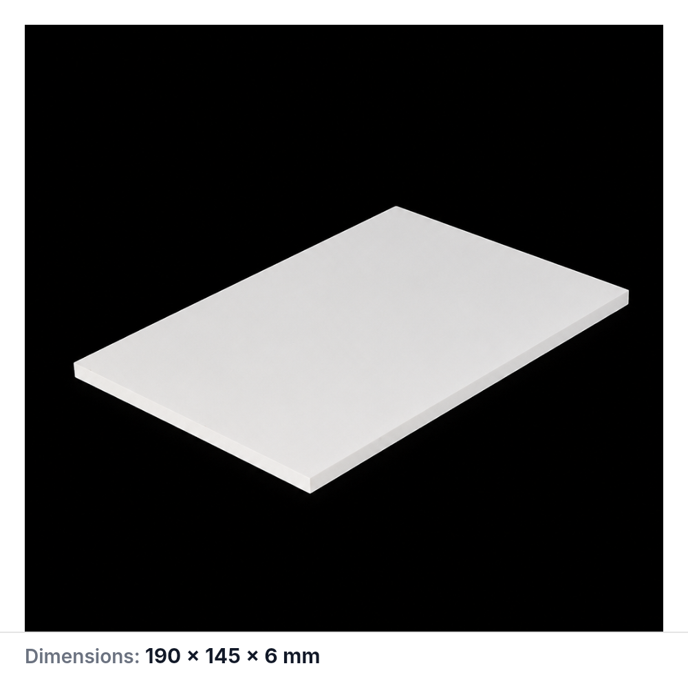 (MQAPS014) Rectangular Alumina Setter Plate, 190 × 145 × 6 mm