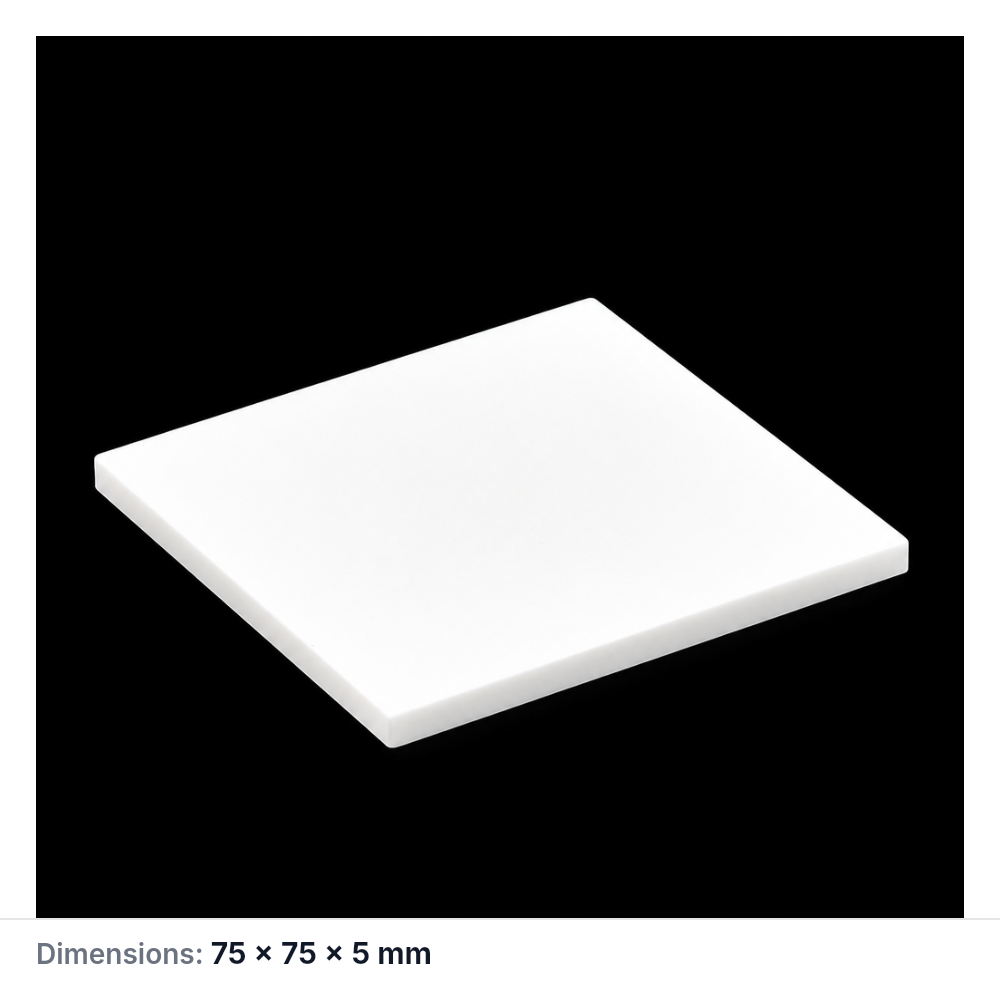 (MQAPS019) Square Alumina Setter Plate, 75 × 75 × 5 mm