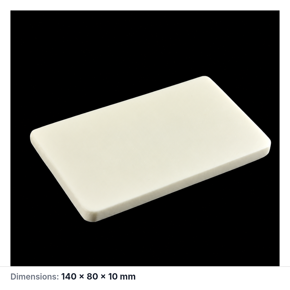 (MQAPS030) Rectangular Alumina Setter Plate, 140 × 80 × 10 mm