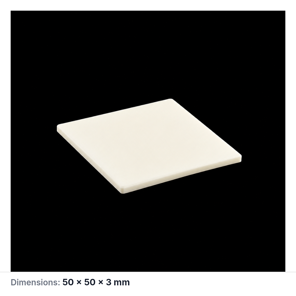 (MQAPS041) Square Alumina Setter Plate, 50 × 50 × 3 mm