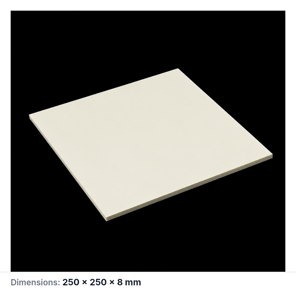 (MQAPS055) Square Alumina Setter Plate, 250 × 250 × 8 mm