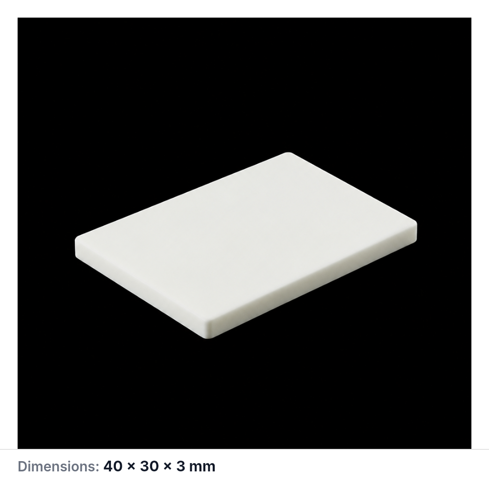 (MQAPS061) Rectangular Alumina Setter Plate, 40 × 30 × 3 mm