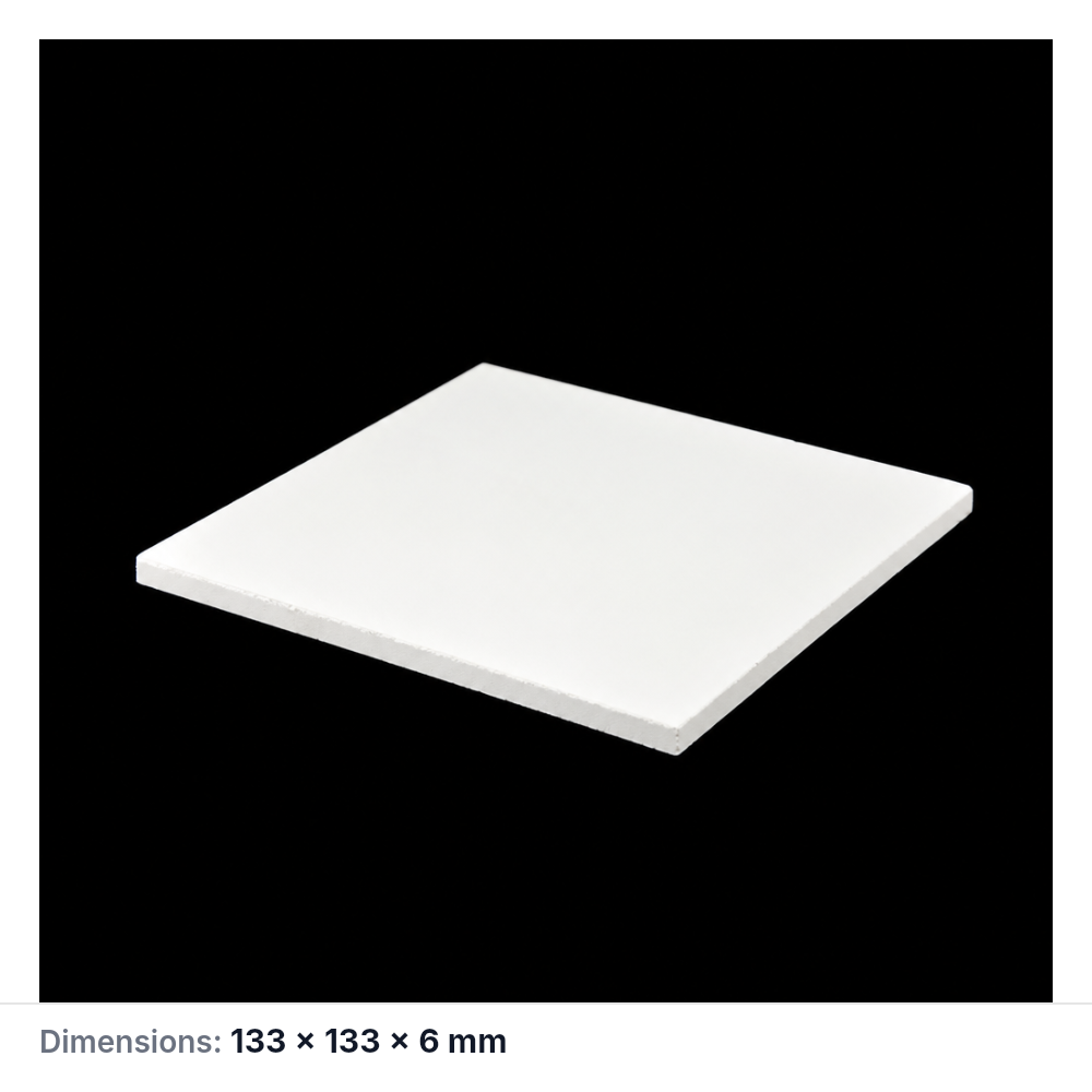 (MQAPS070) Square Alumina Setter Plate, 133 × 133 × 6 mm