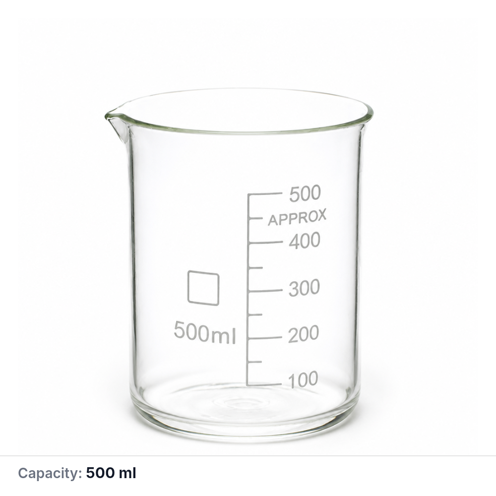 Quartz Beaker, 500 mL, Quartz, 1 Piece