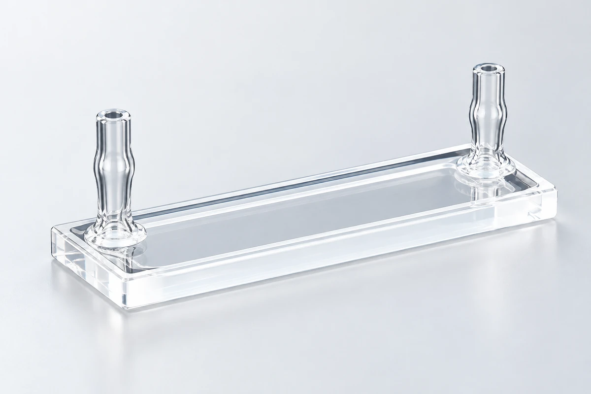 0.5 mm Flat Quartz Flow Cell: Routing Both Ports from One Face (MQQFC138)